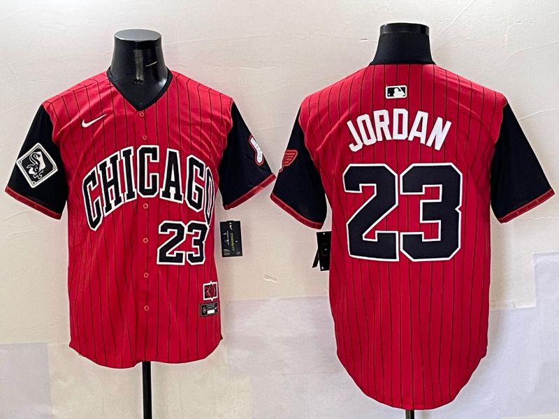 Men Chicago White Sox #23 Jordan Red Stripe Joint Name Nike 2025 MLB Jersey style 36->chicago white sox->MLB Jersey